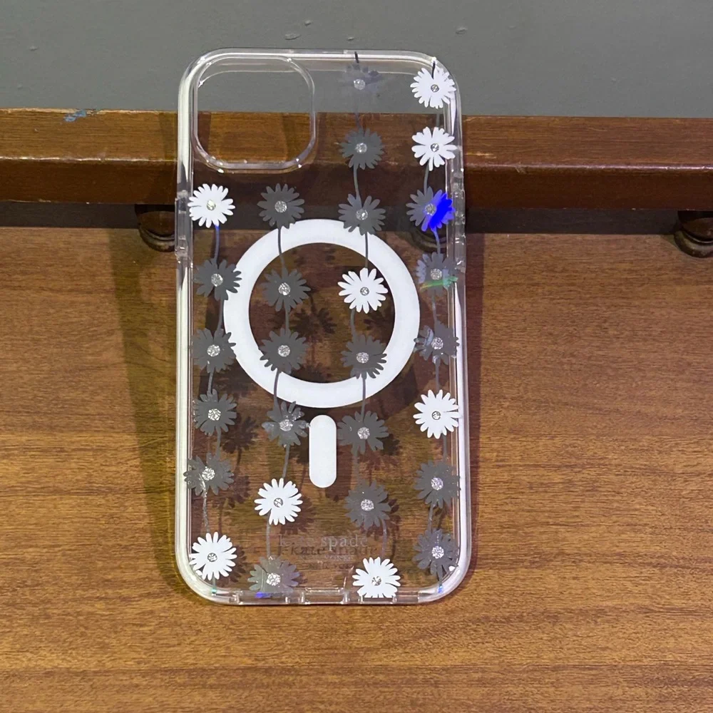 Kate Spade New York Clear Iridescent Daisy Chain MagSafe Iphone 15 Plus Case
